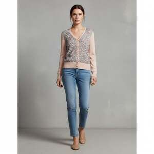 Vintage Y2K DKNY Beaded Embroidered Cropped Cardigan Small Blush Pink
